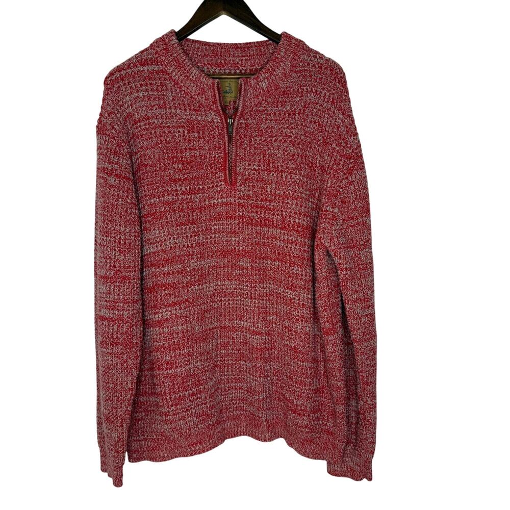 Onward Reserve XL Red Knit Quarter Zip Sweater Classic Cozy Casual Layering